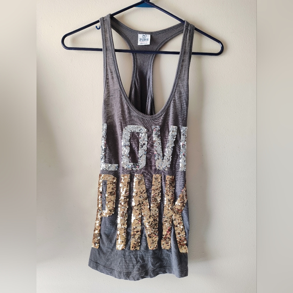 PINK Sequin Tank Top